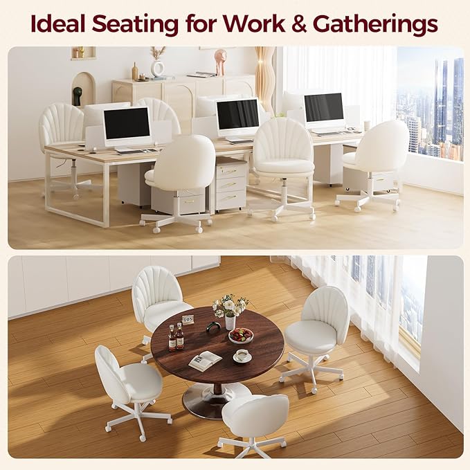 GTPLAYER Small Ergonomic Tall Office Chair, Computer Desk Chair with Wheels Versatile Height Use: Office to Bar Stools (or Standing Desk), Vanity Chair with Back PU Leather Shell Design for Gift