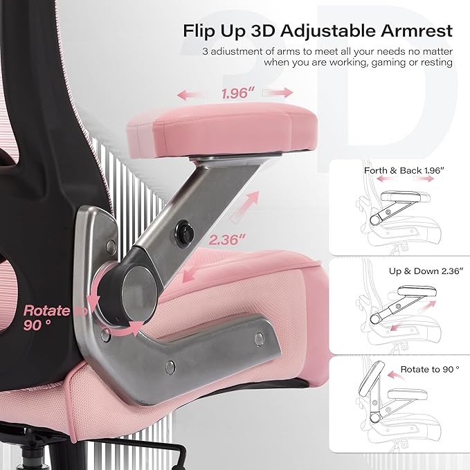 Big and Tall Office Chair 600lbs with 3D Flip Arms, Heavy Duty Large Executive Computer Desk Chair Ergonomic Mesh High Back Plus Size Chair for Adults