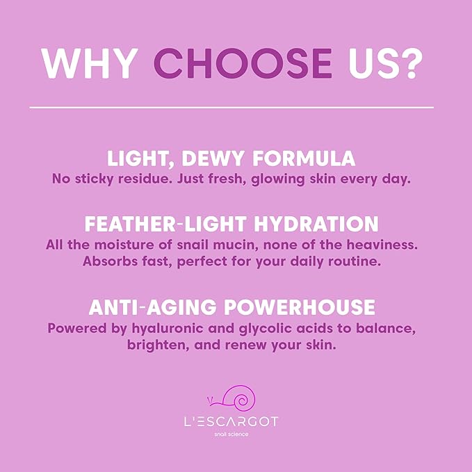 L'ESCARGOT Snail Mucin Face Toner – 95% Snail Secretion Filtrate with Vitamin C, Hyaluronic Acid & Niacinamide - Fast-Absorbing, Skin Correcting Dew