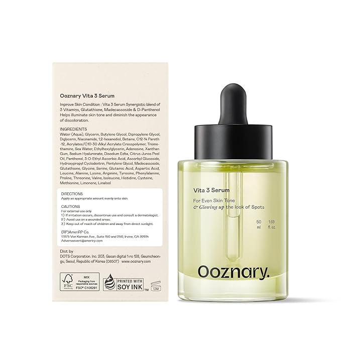 Vita 3 Serum with Vitamin C Derivatives and Niacinamide plus Glutathione for Uneven Skin Tone & Dull Skin | Korean Skin care | 1.69 fl.oz 50ml