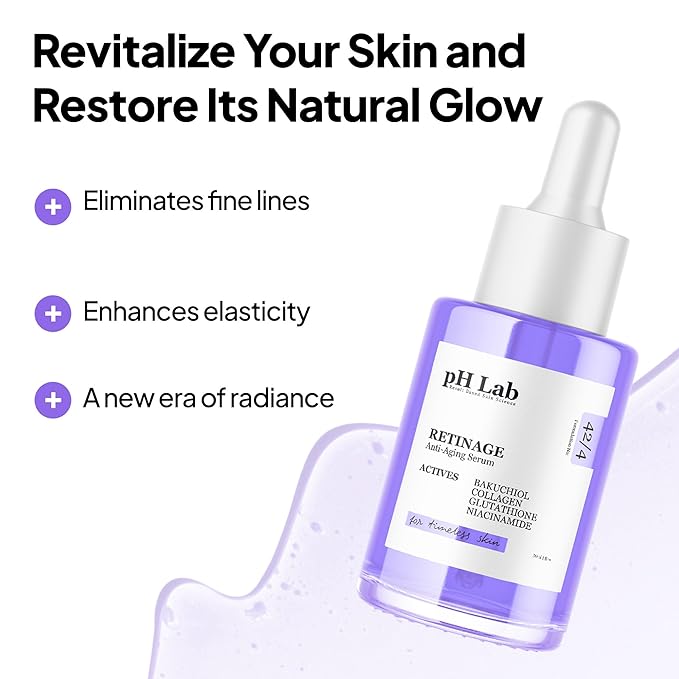 pH Lab Retinage Anti-Aging Set, Cleansing Bar, Toner Pad, Serum with Collagen & Bakuchiol, Daily Quick Mask