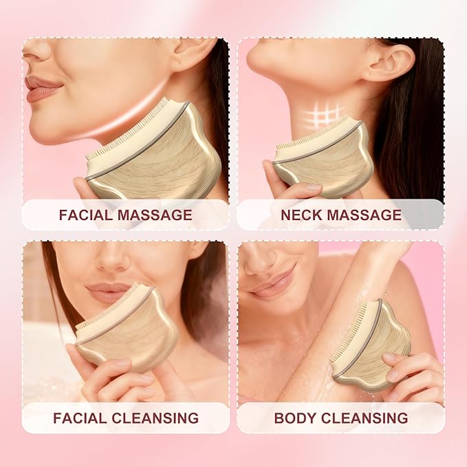 New Lymphatic Contour Face Brush,Lymphatic Drainage Massager for Face for Jawline, Chin & Facial Sculpting Designed to Fit Precisely and Relieve Fatigue- Anti-Puffiness (Wood Grain)