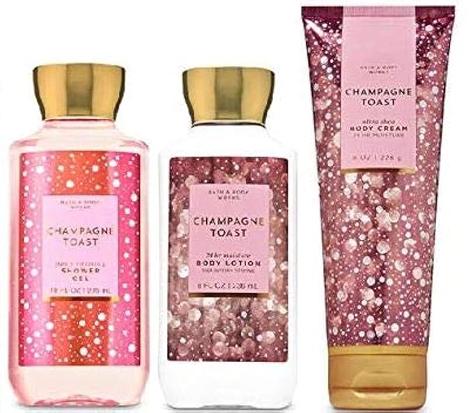 Bath and Body Works Champagne Toast Gift Set - Body Lotion - Body Cream and Shower Gel - Full Size