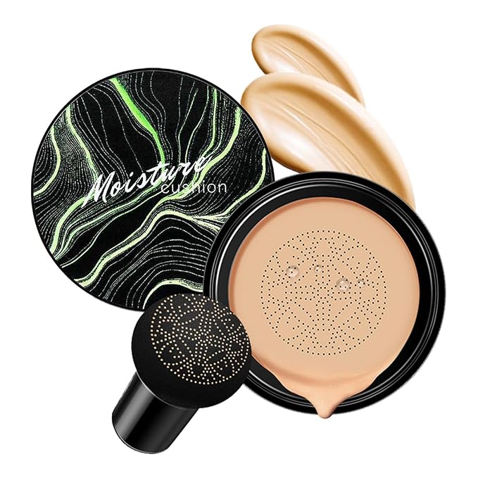 Mushroom Head Air Cushion CC Cream - BB Cream Face Makeup for Mature Skin, Moisturizing Cover Balm Foundation & Long-Lasting Color Correcting Concealer, Even Skin Tone for All Skin Types