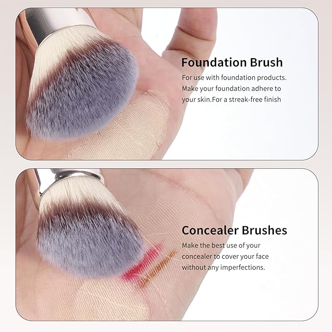 10 Pcs MAANGE Travel Makeup Brush Set with Magnetic case, Premium Synthetic Short Handle Brushes for Foundation, Powder, Concealer, Eye Shadows, Makeup Brush Tools Set(Champagne)