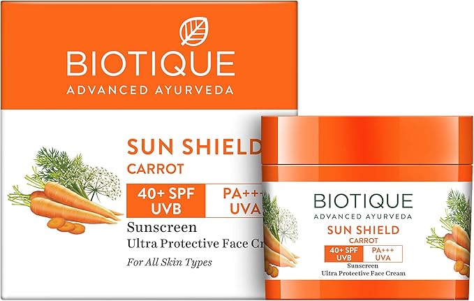 Bio Carrot Face and Body Sun Cream SPF 40 UVA/UVB Sunscreen by Biotique