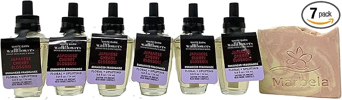 Bath & Body Works Japanese Cherry Blossom 6 Pack Wallflowers Home Fragrance Refills - Marbela Sample Soap