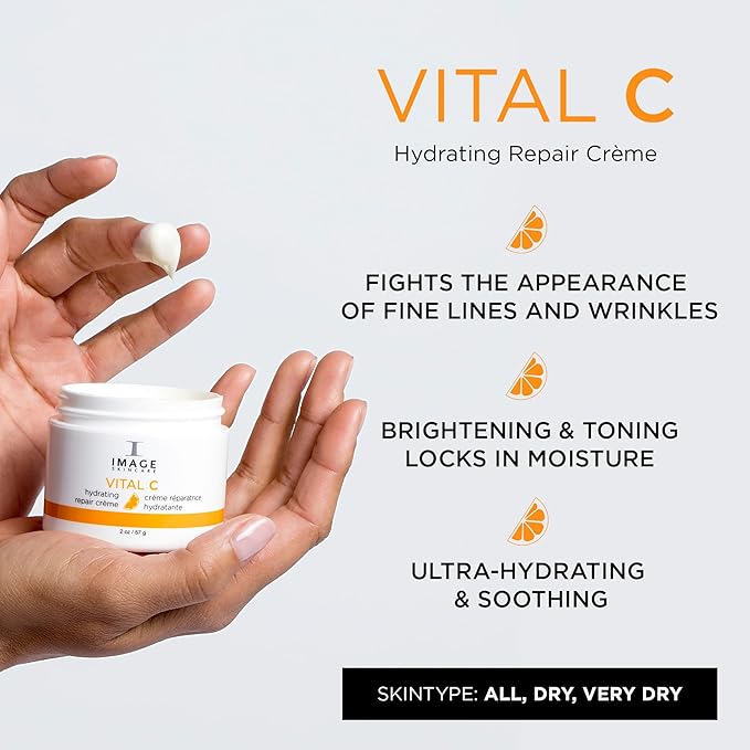 IMAGE Skincare,VITAL C Hydrating Repair Crème,Face Night Cream Moisturizer with Hyaluronic Acid,for Dry Skin,Full-Size,2 fl oz,(Pack of 2)