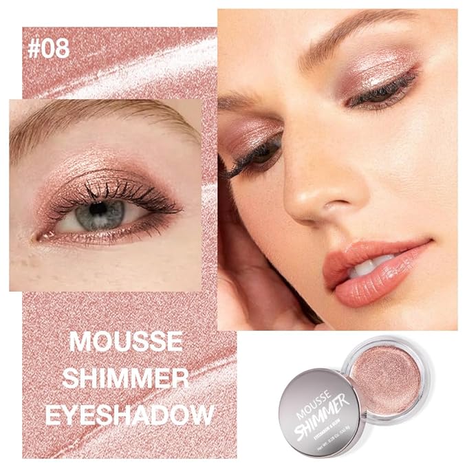 Champagne Glow Cream Shimmer Eyeshadow –Champagne Beige Pearl Eye Shadow, Brightening Glitter Shade, Waterproof Long-Lasting Crease-Proof Single Eyeshadow for Natural Everyday & Soft Glam Eye Makeup 8