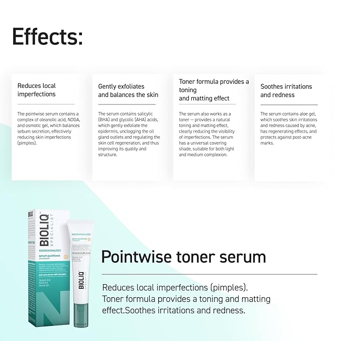 Bioliq - Specialist Serum Pointwise Toner, Anti-Acne with Oleanolic Acid, NDGA and Aloe Vera, Immediate Perfection & Long-Term Improvement - 10ml