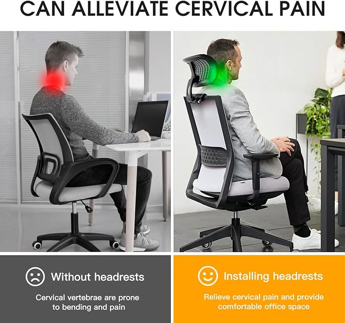 The Office Chair Headrest Attachment, Can Adjust The Height, Inclination, and Distance Between The Front and Back.Mesh Headrest is Suitable for Ergonomic Office Chairs(Black)