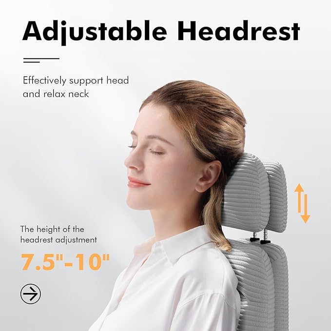 Criss Cross Chair with Wheels & Flip-up Arms, Executive Office Chair with Foot Rest, Swivel Cross Legged Office Chair with Lumbar Pillow, Corduroy Comfy Computer Desk Chair for Home, Grey