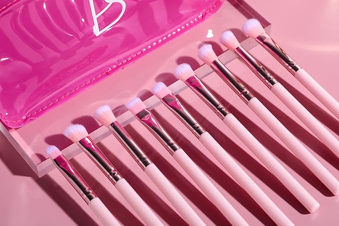 BS-MALL Makeup Brush Set 21 Pcs With Powder Brush, Concealer Brush, Eyeshadow Brush & Blush Brush - Includes 2 Pcs Big Blending Sponge & Stylish Travel Makeup Brush Case For Flawless Application