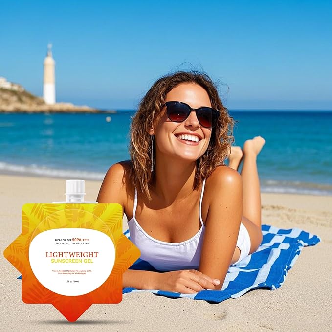 Ultra-Lightweight Dry-Touch Water-Resistant Sunscreen SPF50 PA+++, Broad Spectrum UVA/UVB Protection,Daily Airy-Fit Sunscreen Gel,Oil-Free Non-Greasy Formula, No White Cast,for Sensitive Skin,2 Pack