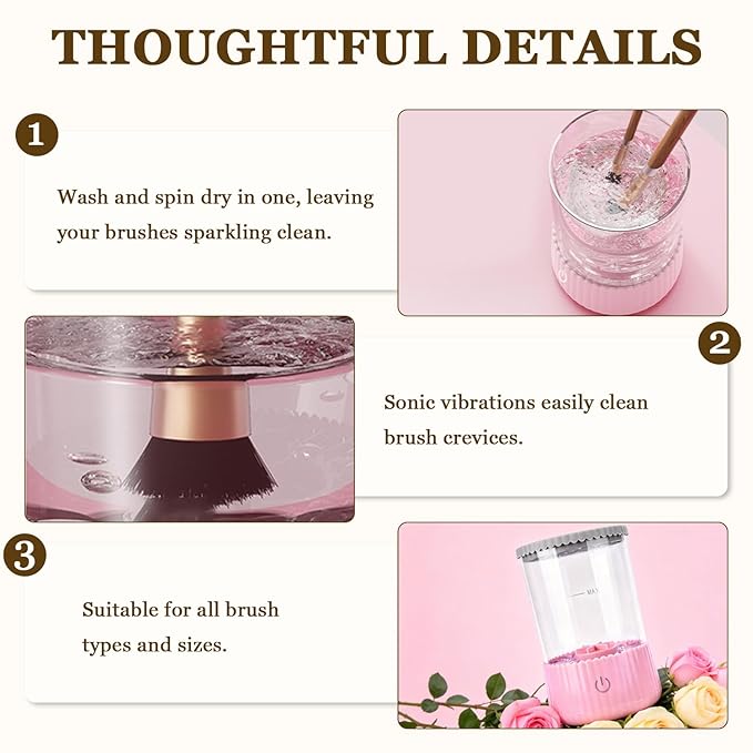 Electric Makeup Brush Cleaner Machine, 2026 New Automatic Spinning Make Up Brush Washer, Makeup Brushes Cleanser with blue ligh for All Size Beauty Makeup Brushes (Blue)