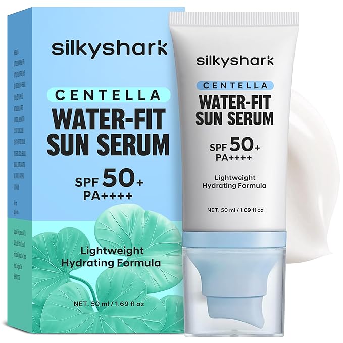 Centella Sunscreen SPF 50+ PA++++, Centella Asiatica Serum Sunscreen, Oil-Free, Non-Greasy, Long-Lasting UVA/UVB Protection, for Sensitive & Acne-Prone Skin, 1.69 Fl Oz