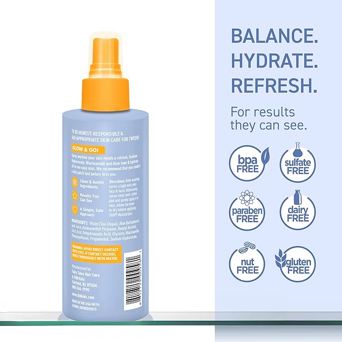 TBH Hydrating Toner for Kids – Gentle, Alcohol Free Toner for Sensitive Skin – Clean Kids Face Product with Aloe & Hyaluronic Acid – Safe for Girls & Boys - 6 oz