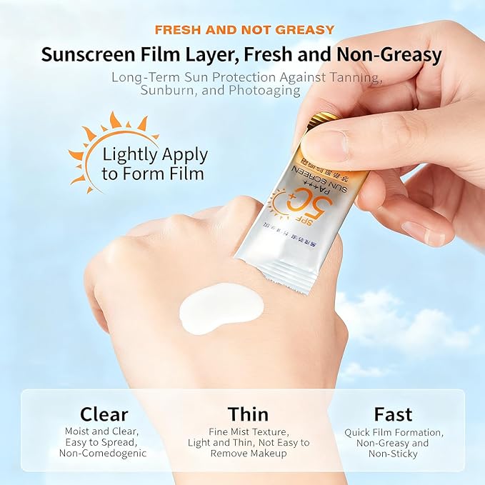 30PCS Travel-Size SPF 50+ PA++++ Mini Sunscreen – Lightweight, Non-Greasy, Water-Resistant Bulk Sunblock for Face & Body, Perfect Vacation Essentials & Party Favors