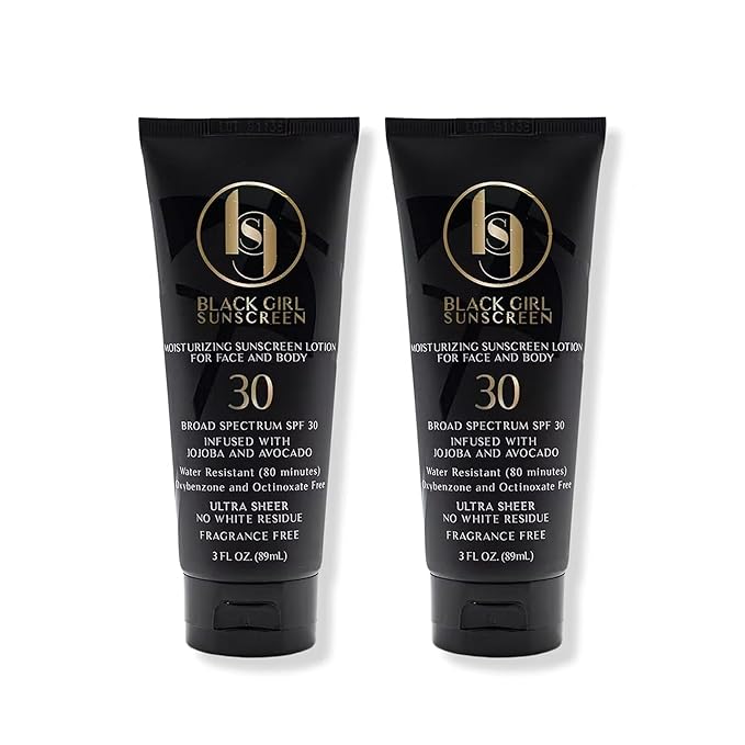 Black Girl Sunscreen SPF 30 for the Face & Body - Moisturizing Sun Protection, SPF 30, Sun Lotion for Women, Ultra Sheer, Travel Size, No White Cast for Melanin Rich Skin - 3 fl oz, 2-Pack