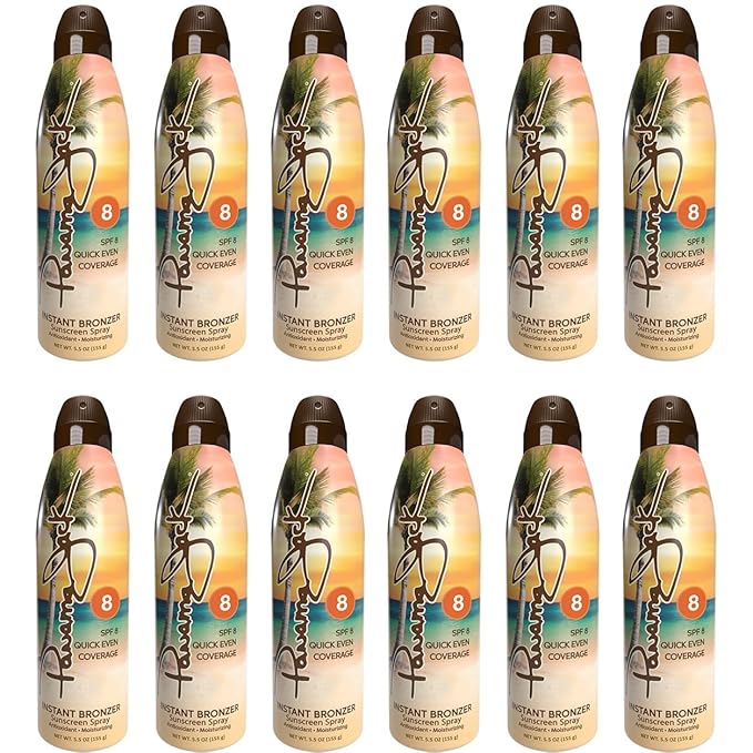 Panama Jack Instant Bronzer Sunscreen - SPF 8, Antioxidant, Moisturizing, PABA, Paraben, Gluten & Cruelty Free, Water Resistant (80 Minutes), 5.5 OZ