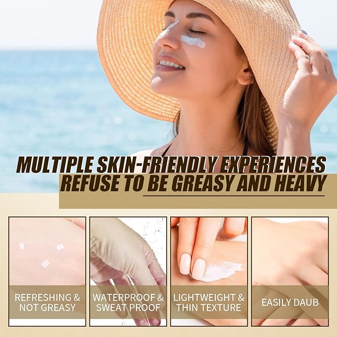 2 Pcs Relief Organic Sunscreen SPF50, Rice and Probiotics PA++++ Korean Cream for All Skin Types, Nourishing Skin Protection and UV Defens.