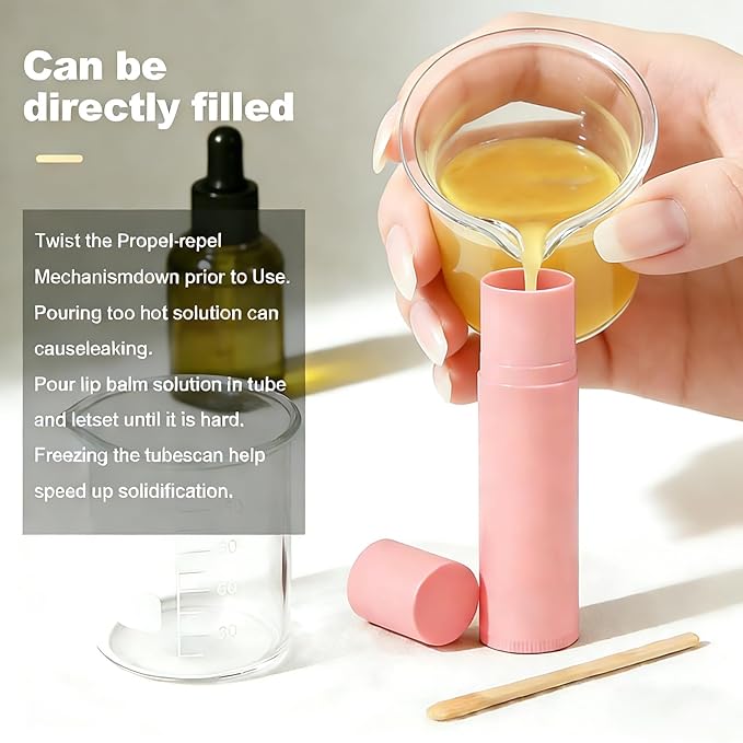 Value Pack of 100 Packs 5ml Empty Lip Balm Tubes, Leak-Proof Twist-Up Refillable Lipstick Containers for DIY Lip Balm，Lipstick, Lip Care Solid Perfume, Cosmetic Filling (PINK)