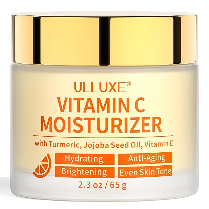 Vitamin C Face Moisturizer, Brightening & Anti-aging Face Cream with Turmeric for Dark Spots, Wrinkles & Uneven Tone, Glowing Skin Care Hydrating with Niacinamide & Squalane for All Skin Types, 2.3 Oz