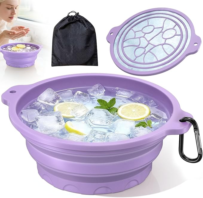 Face Bowl for Ice with Built-in Ice Tray, Collapsible Silicone Facial Ice Bath Bowl for Cold Plunge Therapy, Skin Tightening & Acne Relief, Ideal for Home Use