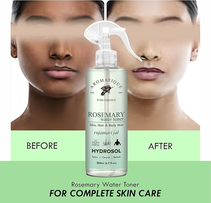 Aromatique Rosemary Water for Hair Growth,Hydrosol/Toner/Mist for Skin Brightening 600ml