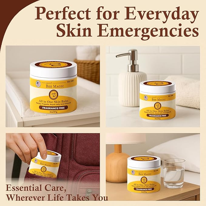 Sweet Bee Magic Organic Honey Bee Balm for Face, Skin & Body - All in One Honey Balm - Beeswax Body Moisturizer - All Natural Aid - 1 jar (2oz)