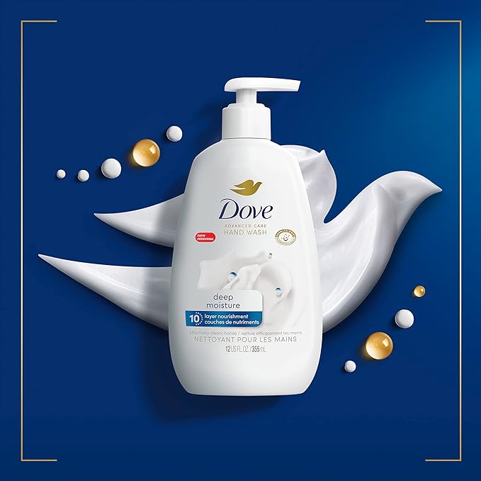 Dove Advanced Care Hand Wash Deep Moisture for Soft,Smooth Skin,More Moisturizers than the Leading Ordinary Hand Soap,12 oz,(Pack of 8)