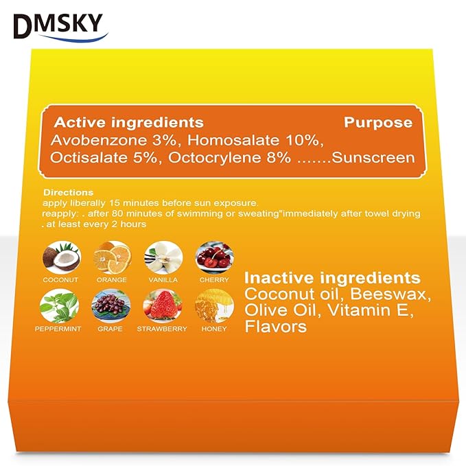 DMSKY SPF 30 Sunscreen Lip Balm 32 Pack, No White Cast Sun Protection Lip Care with Vitamin E and Beeswax, Broad Spectrum SPF Lip Balm forTravel
