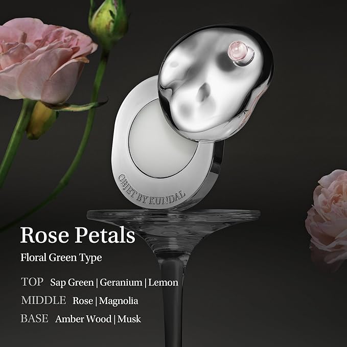 KUNDAL objet Solid Perfume Balm/Portable Fragrance Stick Soft Melting Hydration, Fragrance Layering, Travel Friendly Rose Petals 2.5g, Korean Beauty