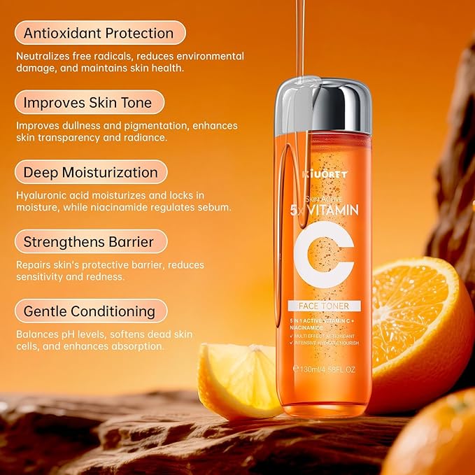 Vitamin C Toner for Face 2PCS - 5X Vitamin C Toner with Niacinamide & Hyaluronic Acid Deep Hydration & Improves Skin Tone - Korean Skin Care for All Skin Types
