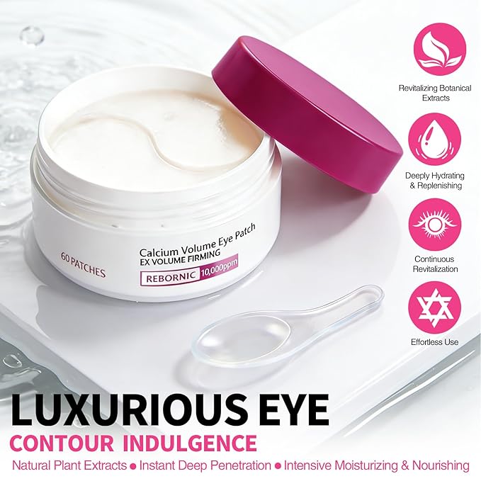 Eye Care Set - Calcium Multi Balm Stick + Deep Hydrating Under Eye Patches 30 Pairs, Nourishing Calcium Volume Balm, Collagen Moisturizing, Gentle on Skin, Eyes Care & Daily Skincare