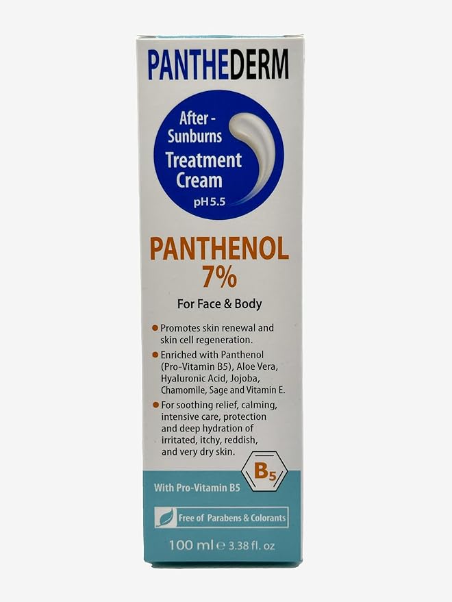 Panthederm After-Sunburn Treatment Cream – pH 5.5, Panthenol 7% for Face & Body – Soothing Relief, Calming & Deep Hydration, Promotes Skin Renewal 3.38fl.oz