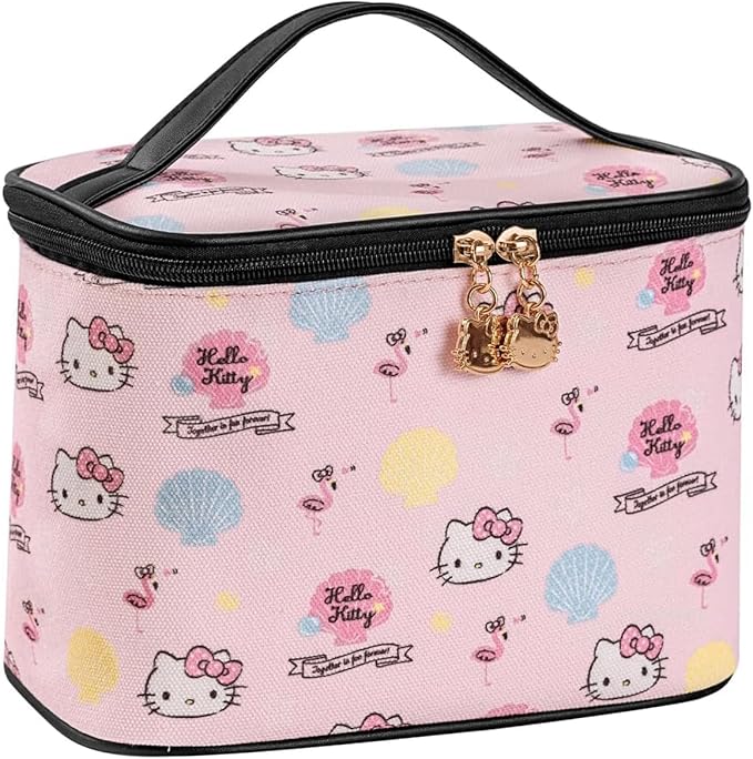 AmBealla Cosmetic Bag Large Makeup Bags Pink Travel Case with Makeup Brush Holder,Cosmetic Organizer for Women,Toiletry Bag for Skincare&Beauty Tools Sweet Cute for Girls