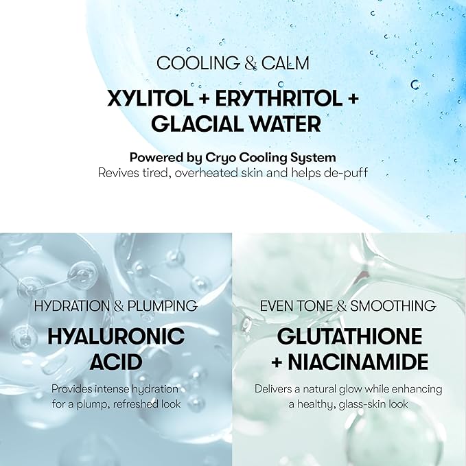 VT COSMETICS Cryo Ice Cool Mask, 30 Sheets, Cooling & De-Puffing Daily Sheet Mask, Hydrating Korean Face Mask, Xylitol & Hyaluronic Acid, K-Beauty Skincare