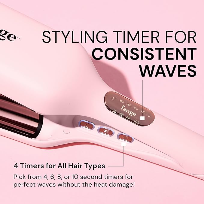 L'ANGE HAIR SculptWaver Titanium Deep Wave | Hair Crimper for Effortless Beach Waves | 3 Barrel Hair Waver with Adjustable Heat | Dual Voltage & Smart Timer | Styling Tools & Appliances, Blush - Large