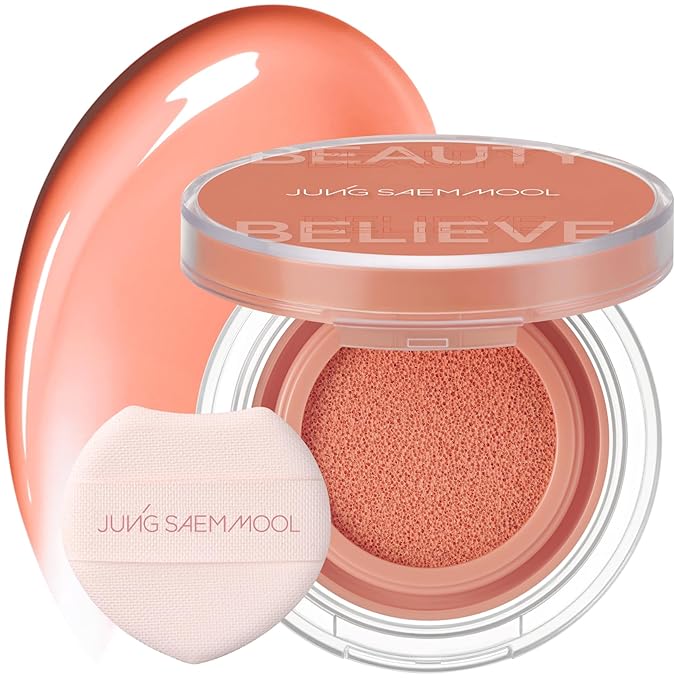 JUNG SAEM MOOL Artist Cushion Blush | Easy to Blend with Puff, Buildable Liquid Blush for Cheeks with a Natural & Dewy Finish, Korean Makeup (Dewy | Dewy Coral)