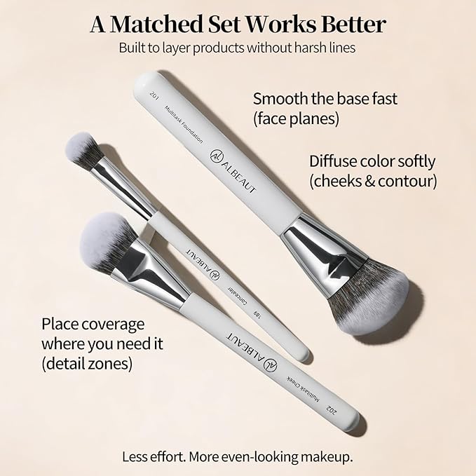 Makeup Brush for Foundation Concealer Blush Contour Liquid Cream Blending Angled Shape