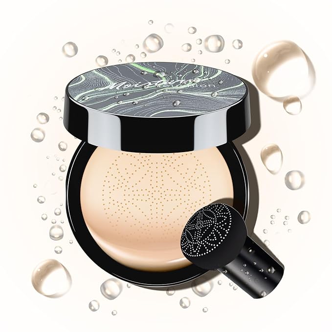 Mushroom Head Air Cushion CC Cream - BB Cream Foundation for Concealer Full Coverage Skin Moisturizing, Brighten Long - Lasting Even Color Correcting for All Skin Types (Ivory)