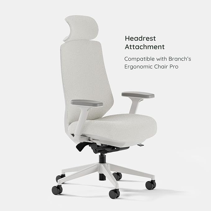 Branch Adjustable Ergonomic PRO Headrest Attachment - Only Compatible Ergonomic Chair PRO - Experience Optimal Comfort and Support - Ivory Boucle