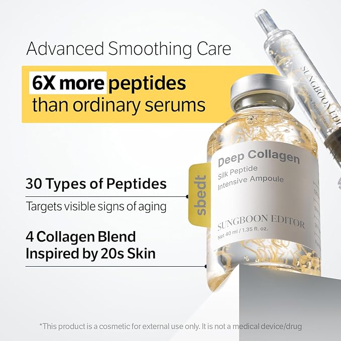 SUNGBOON EDITOR Ultimate Full Face firm-looking/Plump-looking Silk Peptides EGF SetㅣDeep Collagen Silk Peptide Intensive Ampoule & Silk Peptides EGF Toner & Cream & Eye CreamㅣKorean Skincare