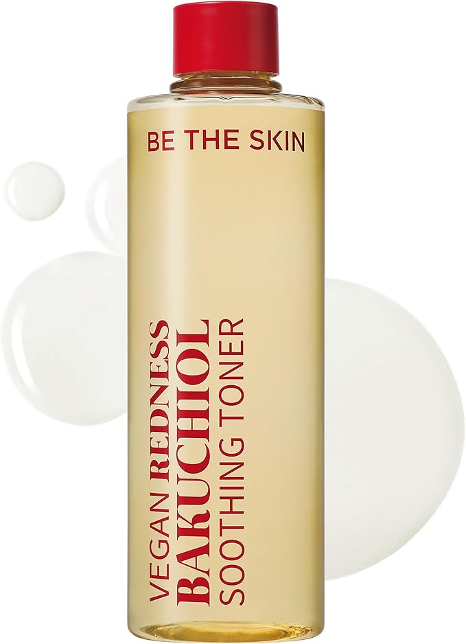 BE THE SKIN Vegan Redness Bakuchiol Soothing Toner - Ectoin + 7-Type Hyaluronic Acid, pH 5.5, Helps Calm Look of Redness & Support Skin Barrier, Alcohol-Free | Korean Face Toner 8.45 fl oz