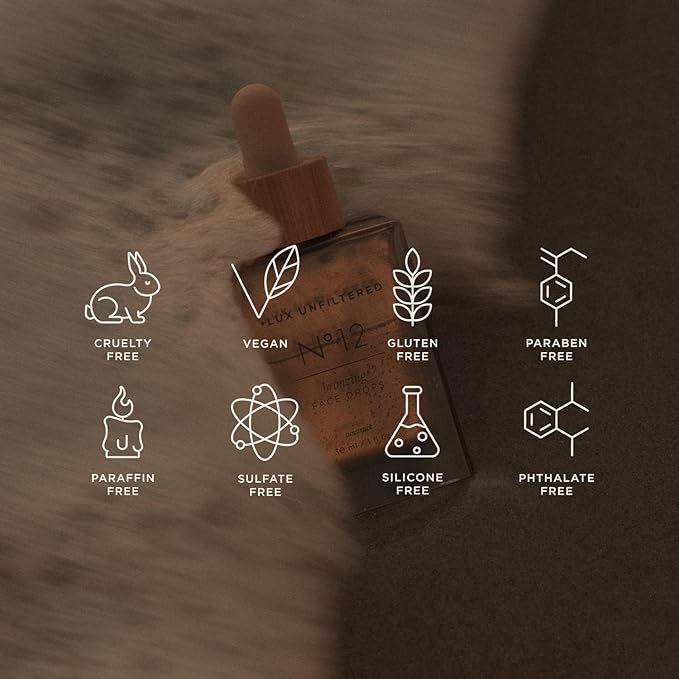 + Lux Unfiltered N°12 Sun Struck Bronzing Face Tanning Drops - Gradual Self Tanner - Natural Glow, Streak-Free, Fragrance Free - Hyaluronic Acid & Vitamin E - Vegan & Cruelty Free - Bronze