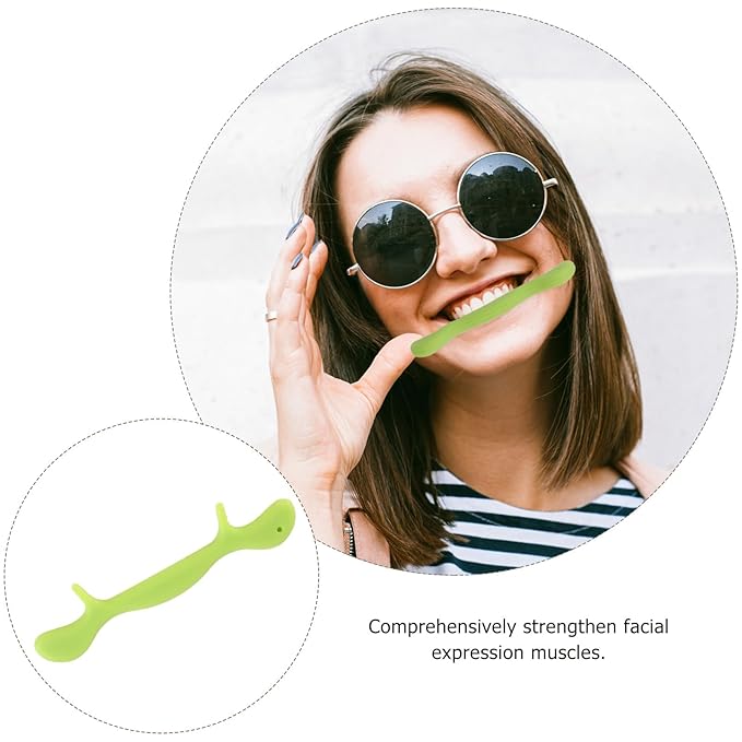 Silicone Lip Trainer and Mouth Tightener for Expression Correction, Face Exerciser for Stutter and Pronunciation Practice, Green Slimming Facial Muscle Toner for Adults