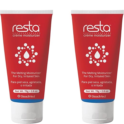 Resta Creme Moisturizer – Intensive Hydration for Dry & Sensitive Skin, Unscented, 2.8 oz (Pack of 2)