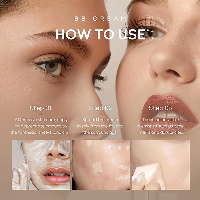 Hydrating BB Cream, Full-Coverage Foundation & Concealer Face Moisturizer for Women Beauty Skin, Even Skin Tone, Oil Control & Cover Flaws, Natural Finish for All Skin Types (Tan 320)