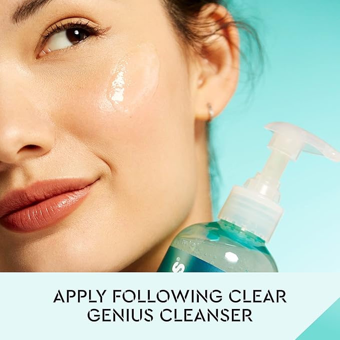 Bliss Clear Genius Clarifying Toner + Serum and Micro Magic Skin Renewing Microdermabrasion Facial Scrub - Calm Skin & Tighten Pores - Vegan & Curelty-Free